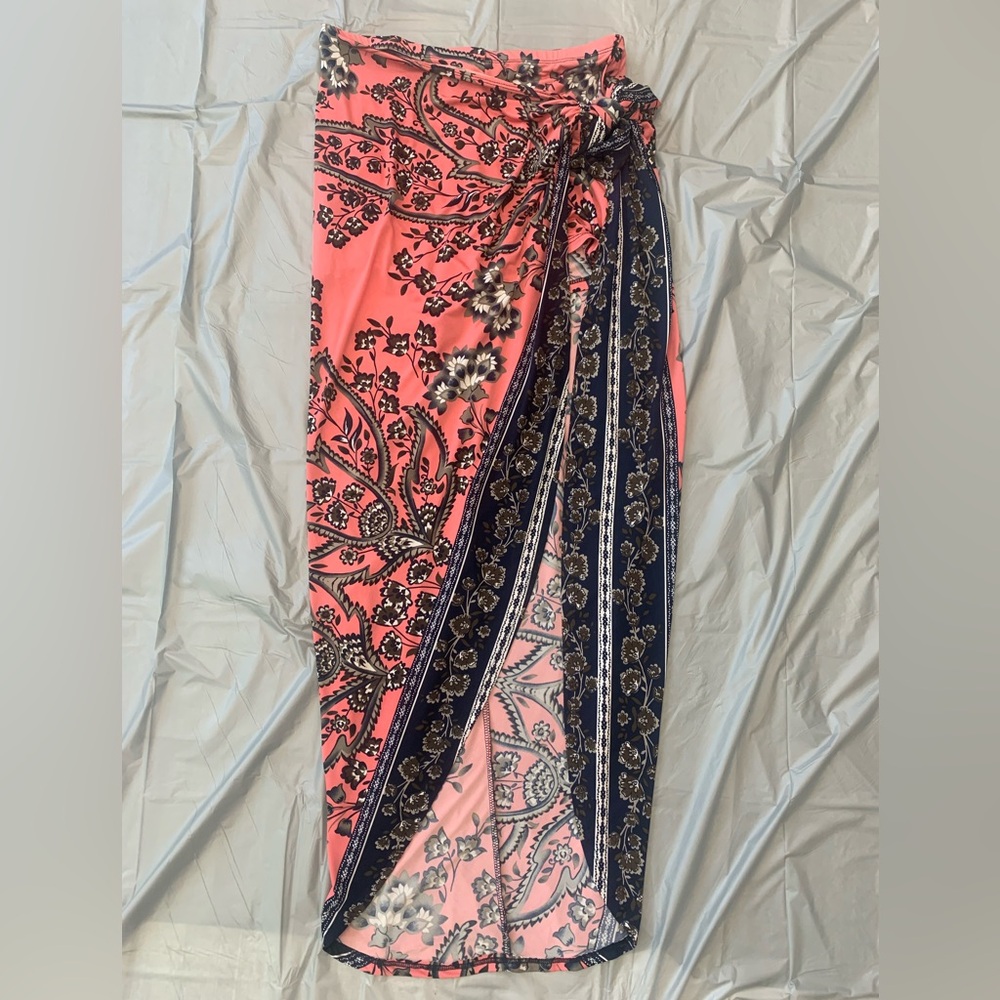 Venus coral wrap skirt